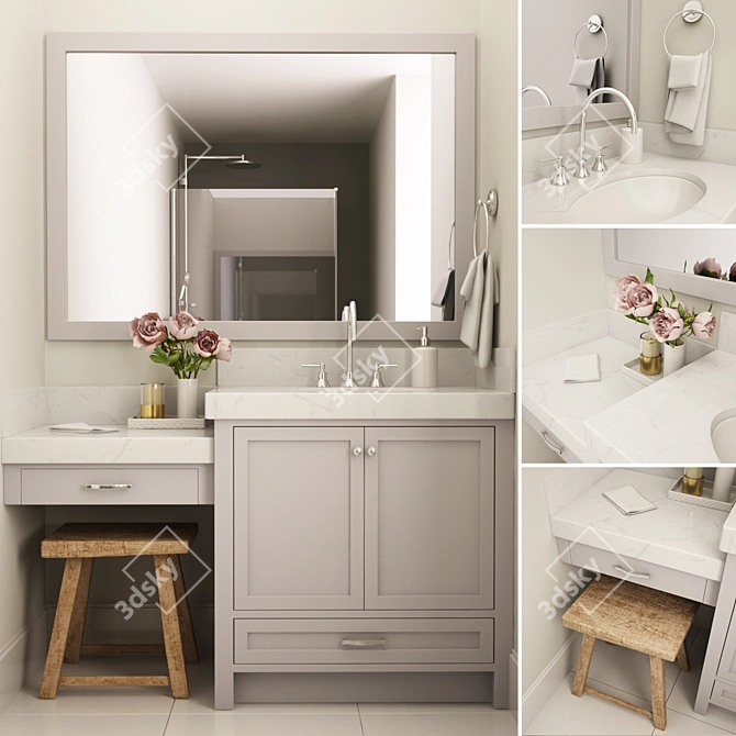 Sleek Bathroom Vanity Set 3D model image 1