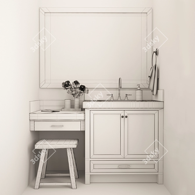 Sleek Bathroom Vanity Set 3D model image 2