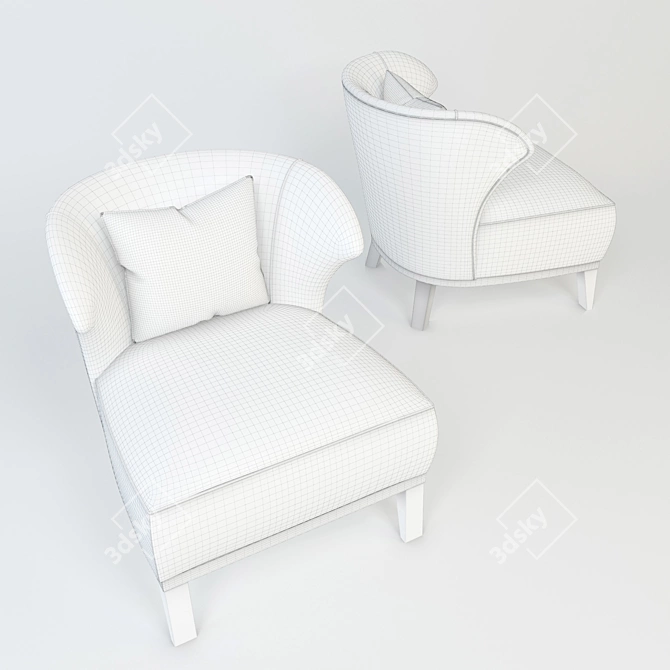 Chic Parisian Accent Chair 3D model image 3