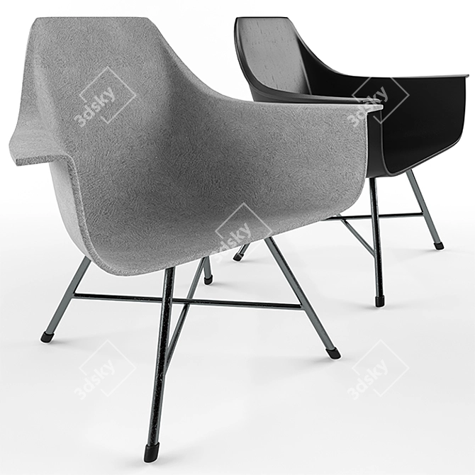 Modern Concrete Armchair: Lyon Beton Hauteville 3D model image 1