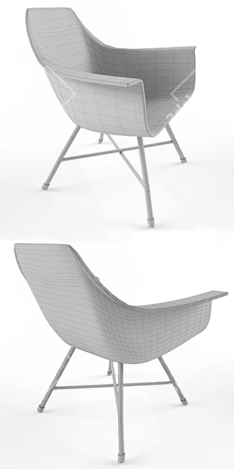 Modern Concrete Armchair: Lyon Beton Hauteville 3D model image 3