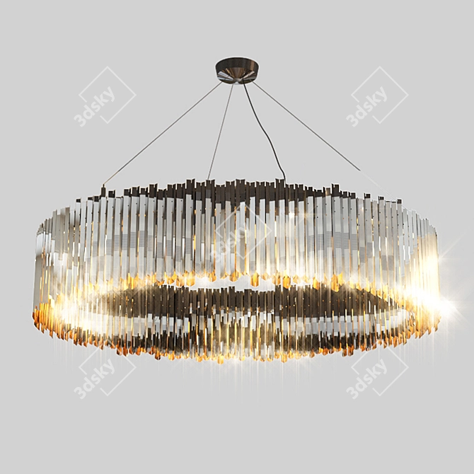 Elegant Steel Facet Chandelier 3D model image 1