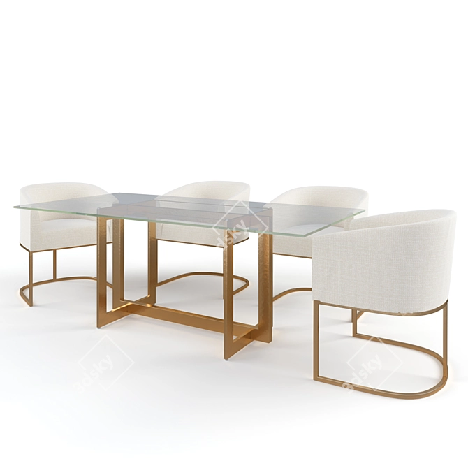 Elegant Modrest Keaton Dining Set 3D model image 1