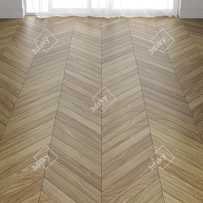 Walnut Parquet Board - 3 Layout Types 3D model image 1