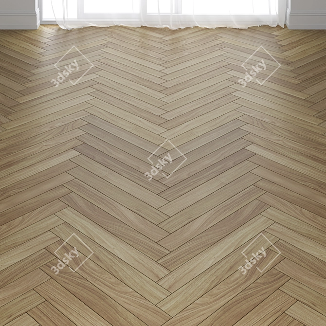 Walnut Parquet Board - 3 Layout Types 3D model image 2