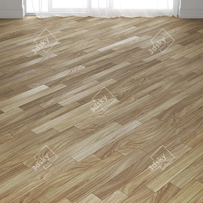 Walnut Parquet Board - 3 Layout Types 3D model image 3