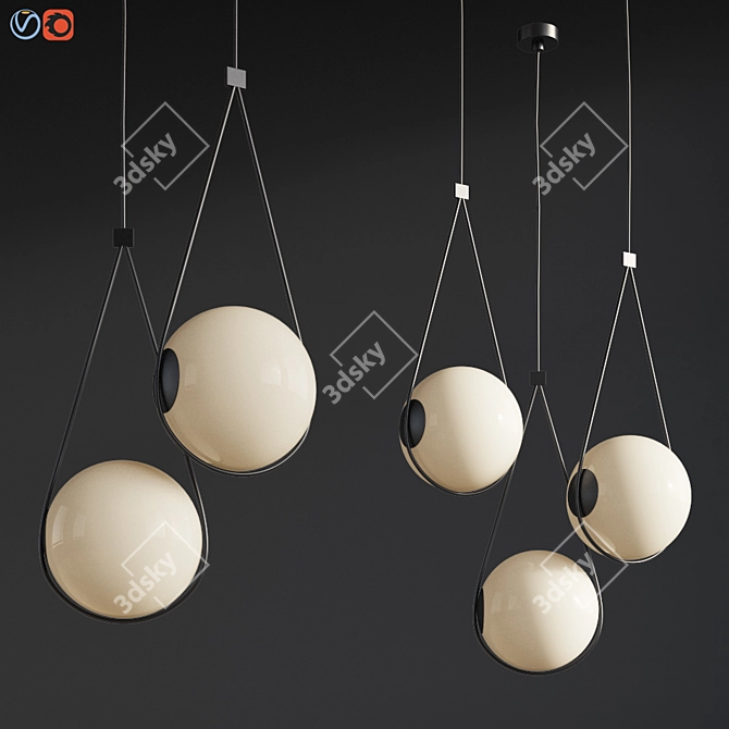 Modern Opaque Glass Corda Pendant 3D model image 1