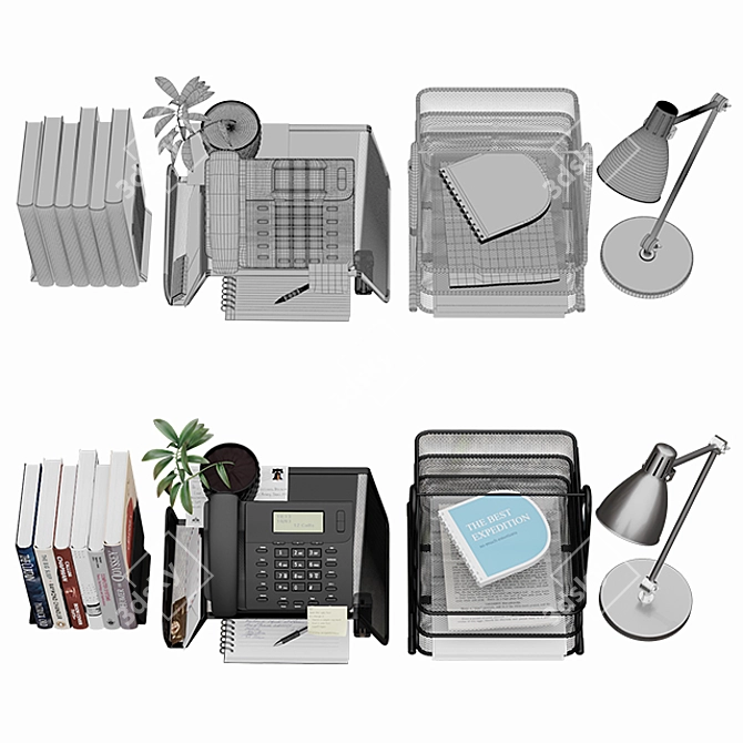 Desktop Decor Set: Elegant and Functional 3D model image 3