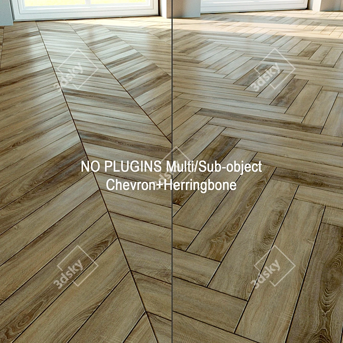 Natural Wood Parquet Flooring 3D model image 1