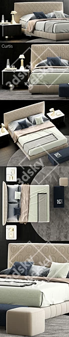 Modern and Luxurious Minotti Curtis Bed 3D model image 2