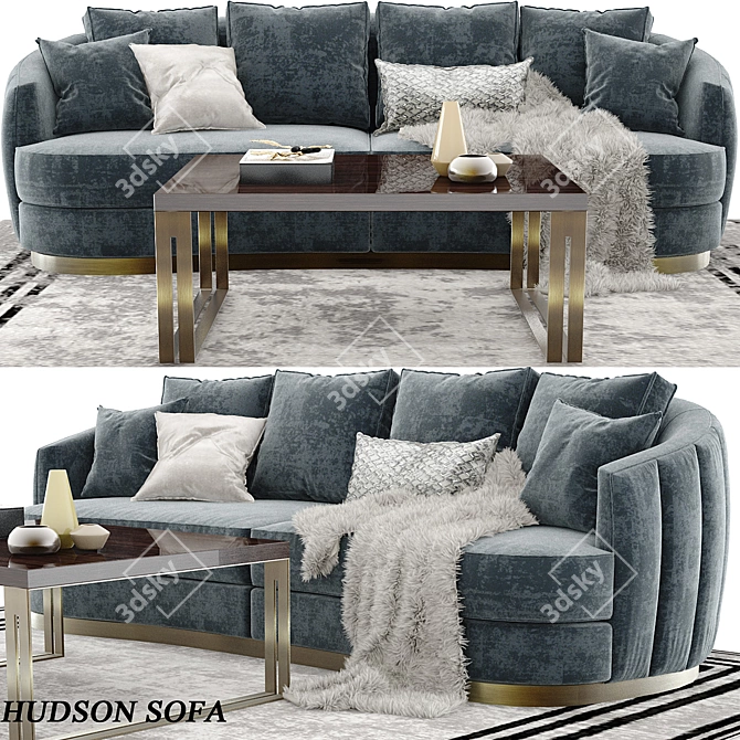 Luxury Set: Hudson Sofa & Boutique Table 3D model image 1