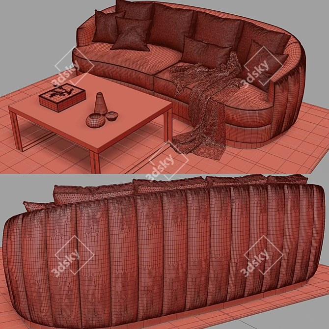 Luxury Set: Hudson Sofa & Boutique Table 3D model image 2