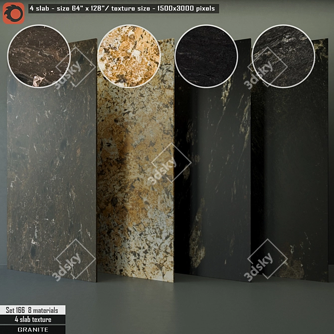 High Resolution Granite Slab Set 3D model image 1