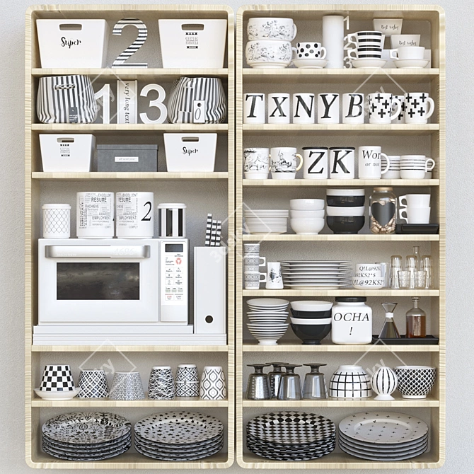 All-In-One: Wardrobe with Dishes 3D model image 1