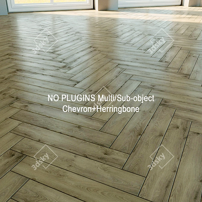 Natural Wood Parquet Flooring 3D model image 1