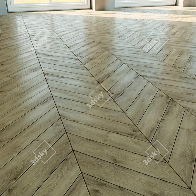 Natural Wood Parquet Flooring 3D model image 2