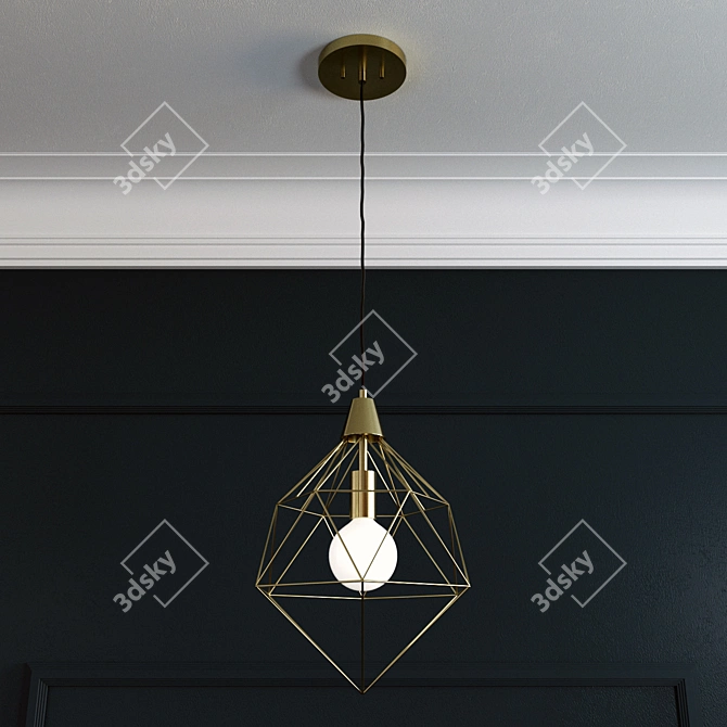 Gilded Gem: Varaluz Gold Leaf Pendant 3D model image 2