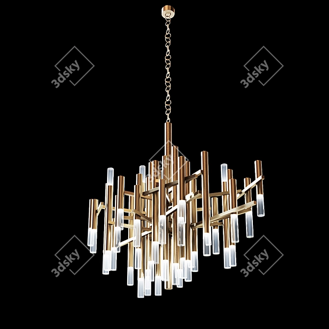 Mid-Century Italian Aluminum & Glass Chandelier 3D model image 2