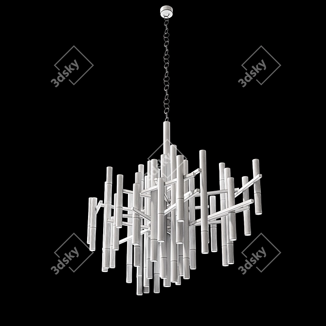 Mid-Century Italian Aluminum & Glass Chandelier 3D model image 3