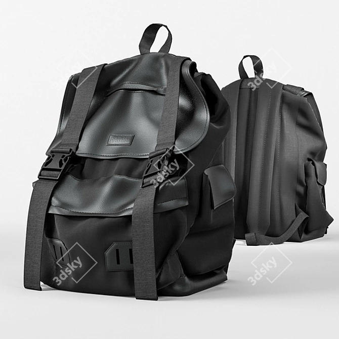 Universal Black Backpack 3D model image 1