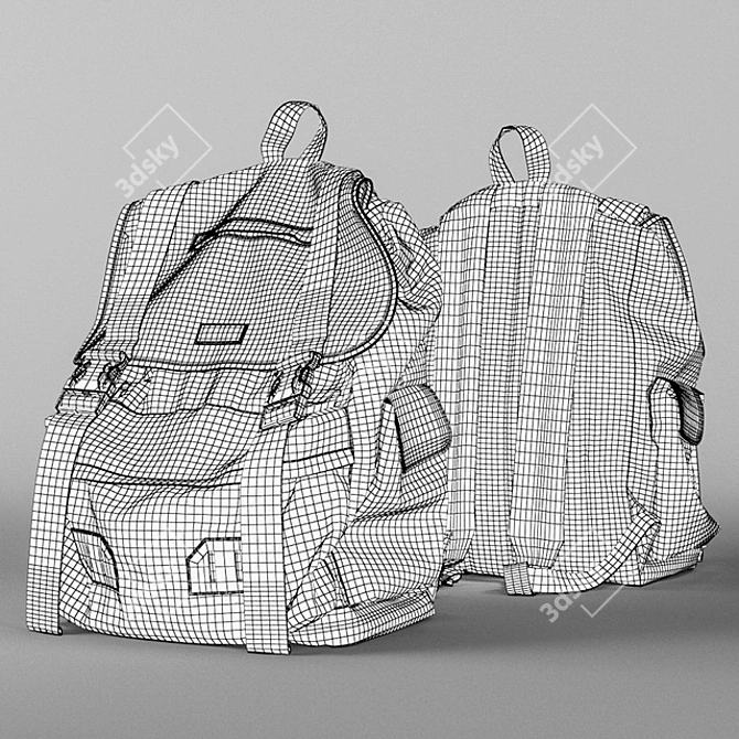 Universal Black Backpack 3D model image 3