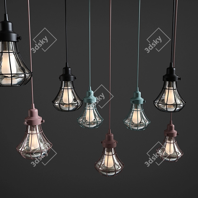 Elegant Glass Pendant Light 3D model image 1