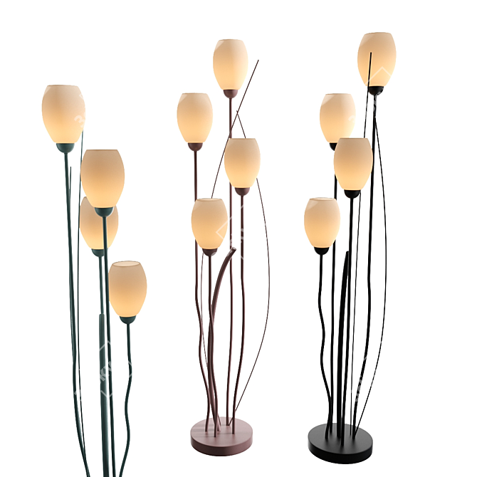 Elegant Black Metal Tulip Floor Lamp 3D model image 1