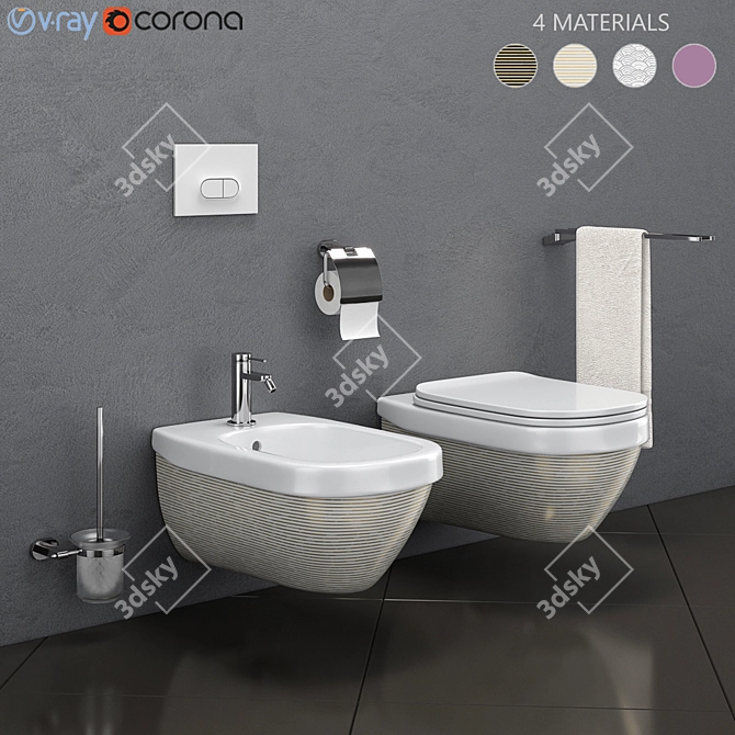 HATRIA ABITO Toilet & Bidet Set 3D model image 1