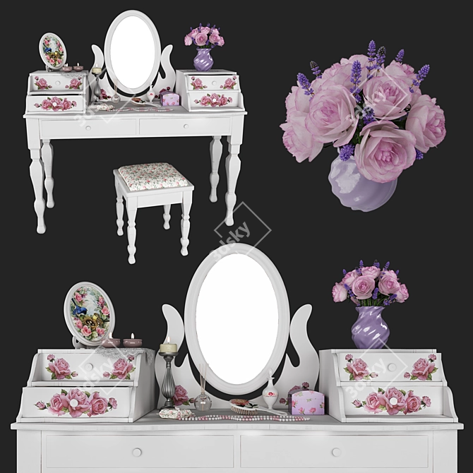 Provence Style Dressing Table Set 3D model image 1