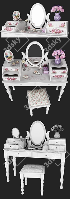 Provence Style Dressing Table Set 3D model image 3