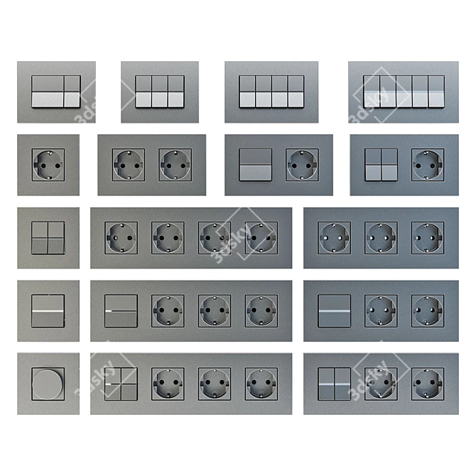 ABB Zenit Switches: Stylish and Versatile Switches for Perfect Home Lighting Control 3D model image 1