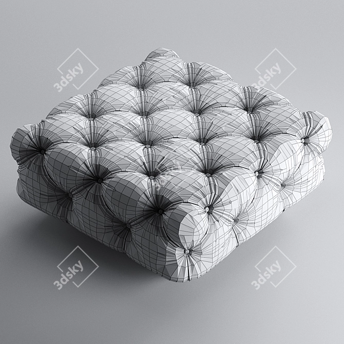 Elegant Capitone Pouf 3D model image 3