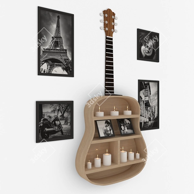 Musical Melody Guitar Decor 3D model image 2