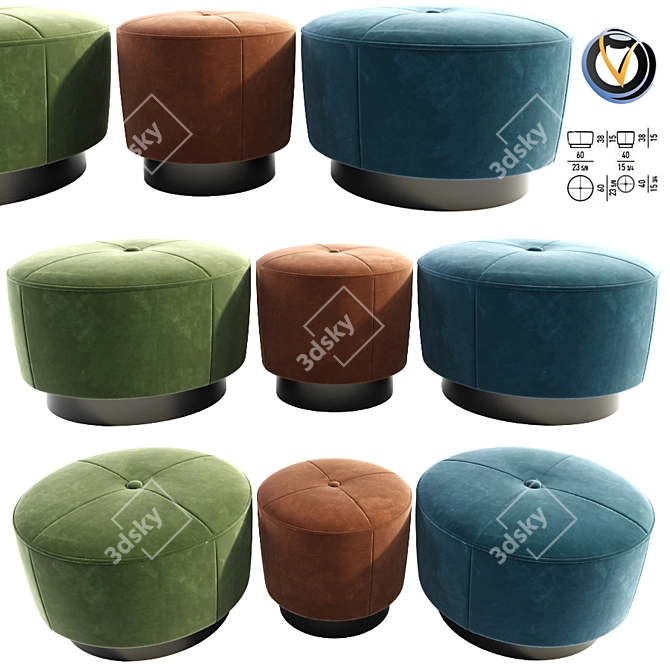 Minotti Jacques Poufs: Sleek and Stylish Seating 3D model image 1