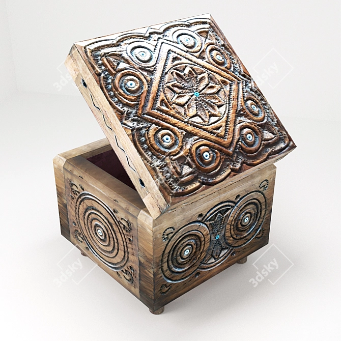 Wooden Polygonal Jewelry Box 3D model image 3