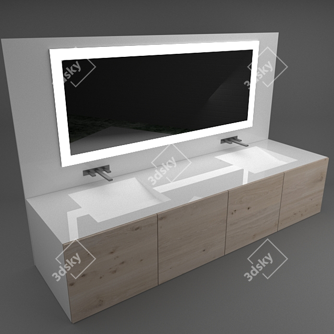 Illuminated Mirror Washbasin 3D model image 1