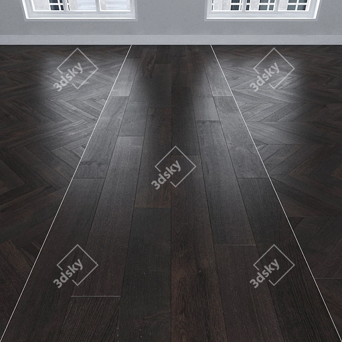 Dark Oak Parquet: Christmas Tree, Linear, Chevron 3D model image 1