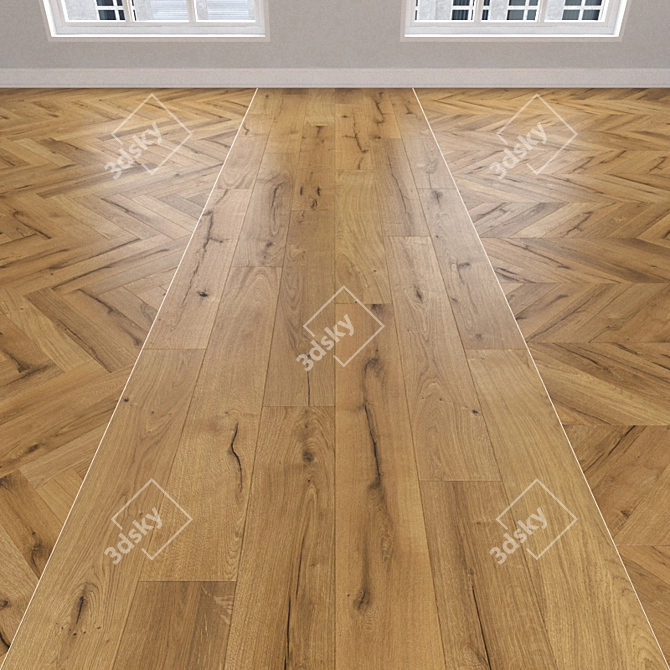 Oak Parquet: Linear, Chevron, Christmas Tree 3D model image 1