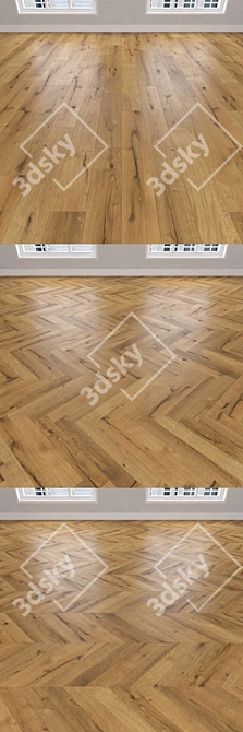 Oak Parquet: Linear, Chevron, Christmas Tree 3D model image 2