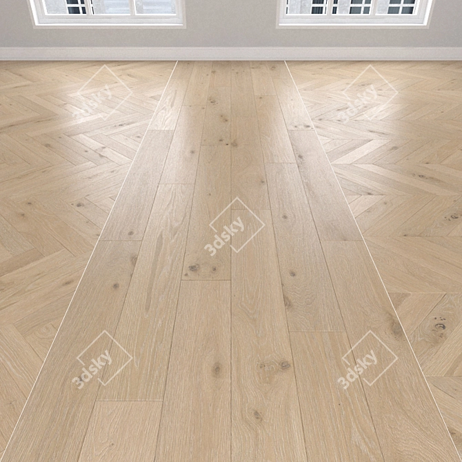 Cream Oak Parquet: Christmas Tree, Linear & Chevron 3D model image 1