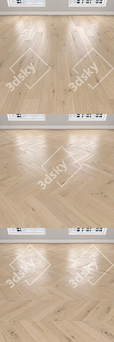 Cream Oak Parquet: Christmas Tree, Linear & Chevron 3D model image 2