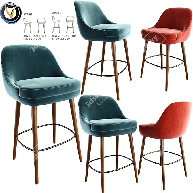 Sophisticated Counter Height Bar Stool 3D model image 1