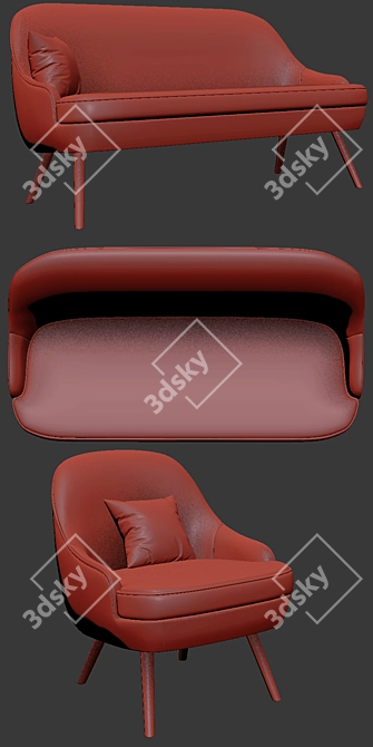 Elegant Walter Knoll Armchair & Sofa 3D model image 3