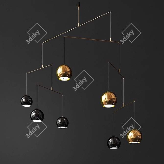 Italian Brass Mobile Chandelier 3D model image 1