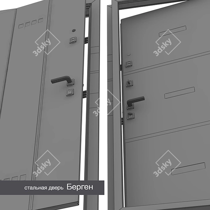 Modern Bergen Steel Door 3D model image 3