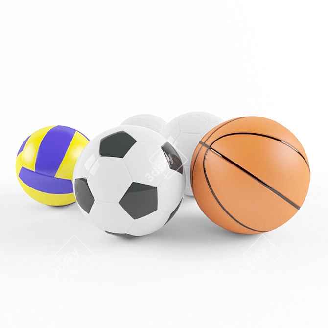 Versatile Sports Balls: Football, Basketball, Volleyball 3D model image 2