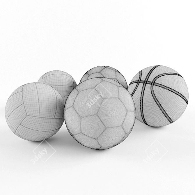 Versatile Sports Balls: Football, Basketball, Volleyball 3D model image 3
