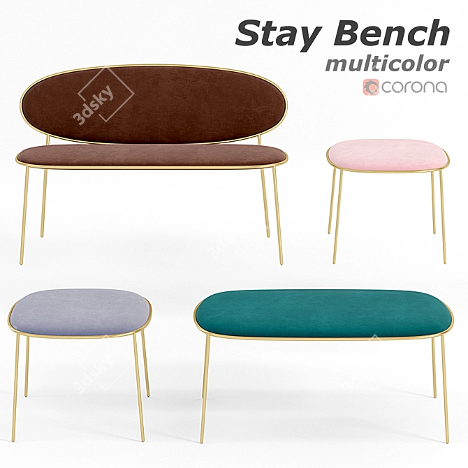 Modern Stay Bench: Stylish and Functional 3D model image 1