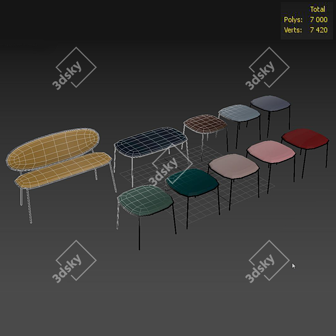 Modern Stay Bench: Stylish and Functional 3D model image 3