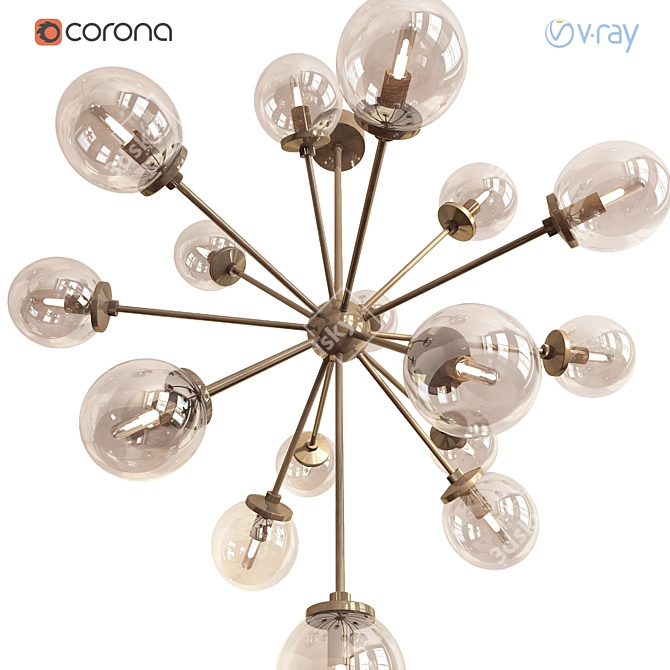 Elegant Henderson Chandelier: Adjustable Height & Stunning Design 3D model image 2